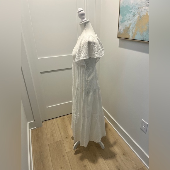 Madewell Tie Back Flutter Sleeve Tiered Midi Dress White Cottagecore 00 NEW - Picture 8 of 12